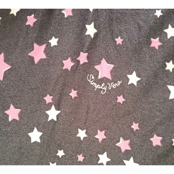 Simply Vera Wang Pajama Lounge Set Size Medium Grey Pink Stars Cotton Knit - Picture 7 of 7